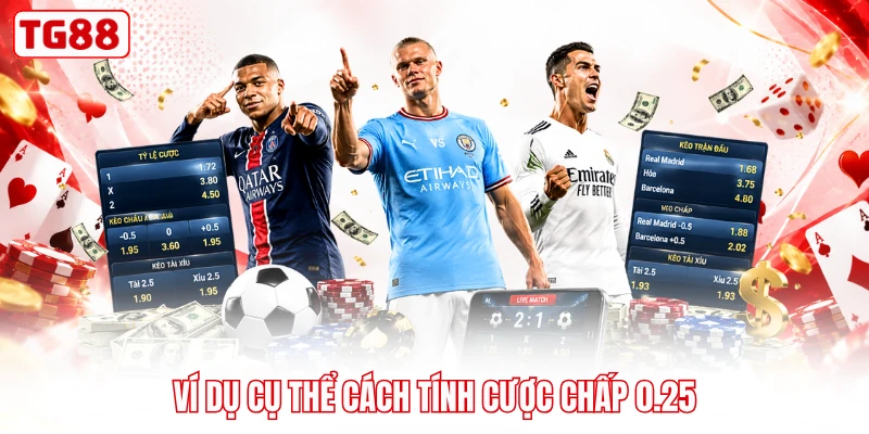 Ví dụ cụ thể cách tính cược chấp 0.25